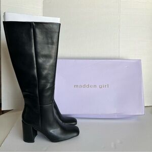 Steve Madden - Women's William Black Vegan Leather Heeled Boot. Size: 9. (1793)